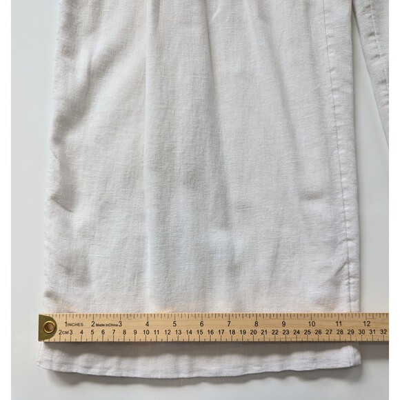 Abercrombie & Fitch White Linen Blend Pull On Pleated Pants - Picture 4 of 12